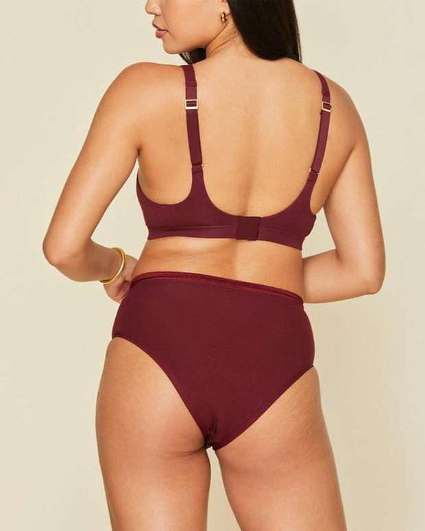  Organic Cotton Keyhole Soft Bra in Garnet