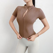 Women's Yoga Short Sleeve Coat Short Sports Fitness