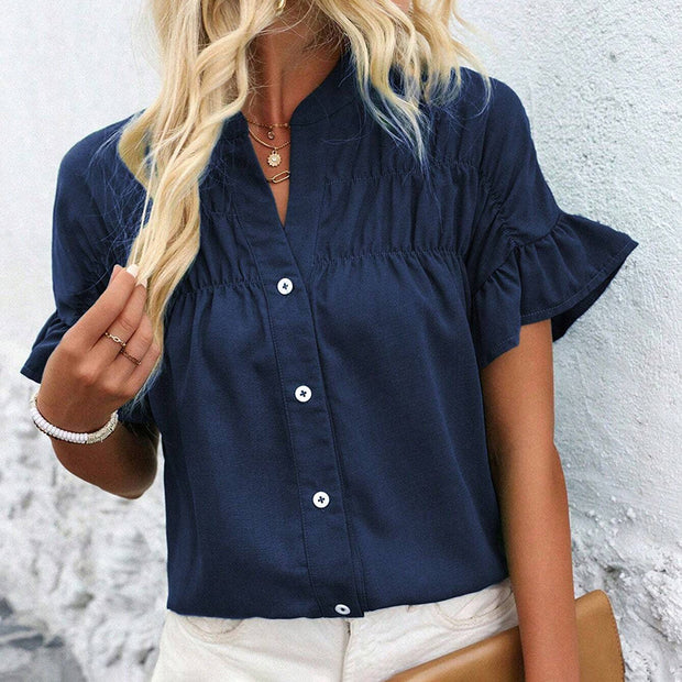 Women's Casual V Neck Business Work Blouses