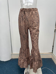 Women's Fitted Drawstring Crinkled Casual Trousers