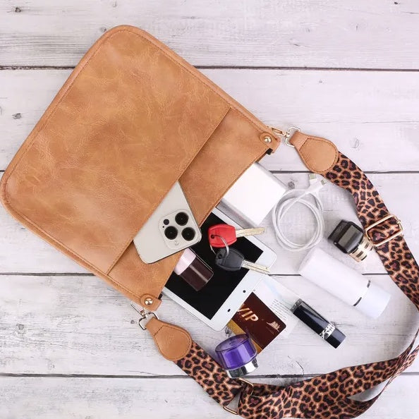 Women Fashion Leather Crossbody Bag Shoulder Bag Casual Handbag With Flexible Wearing Styles Adjustable Guitar Strap