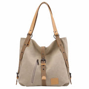 Ladies Canvas Tote Bag Multifunctional Purse Handbag Adjustable Shoulder Rucksack Convertible Backpack Wear-Resistant Dirt-Proof For Women School Office Travel