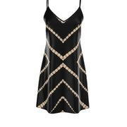 Silk Slip Dress In Striped Shibori