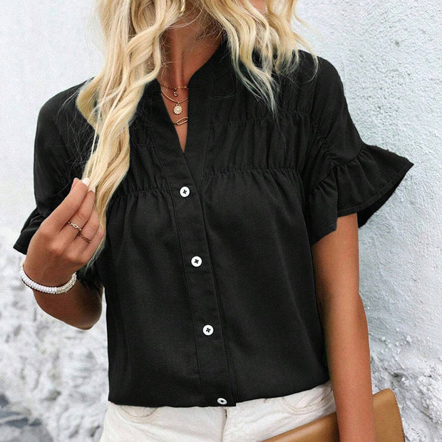 Women's Casual V Neck Business Work Blouses