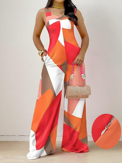 Women'S Geometric Print Tank Jumpsuit