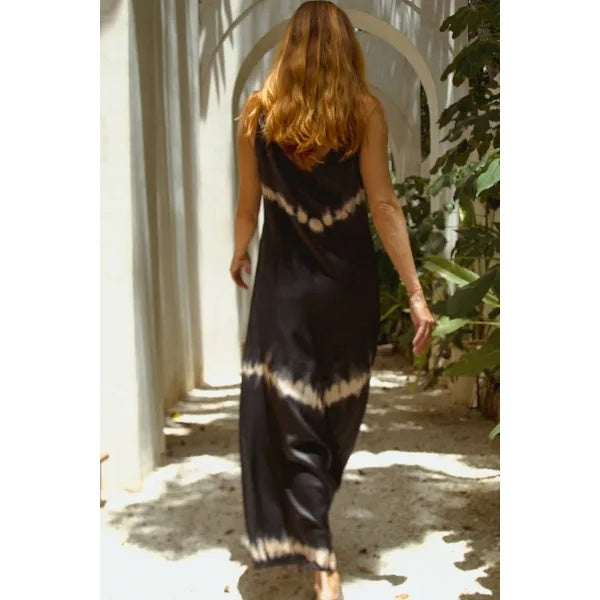 Silk Dress In Black Shibori
