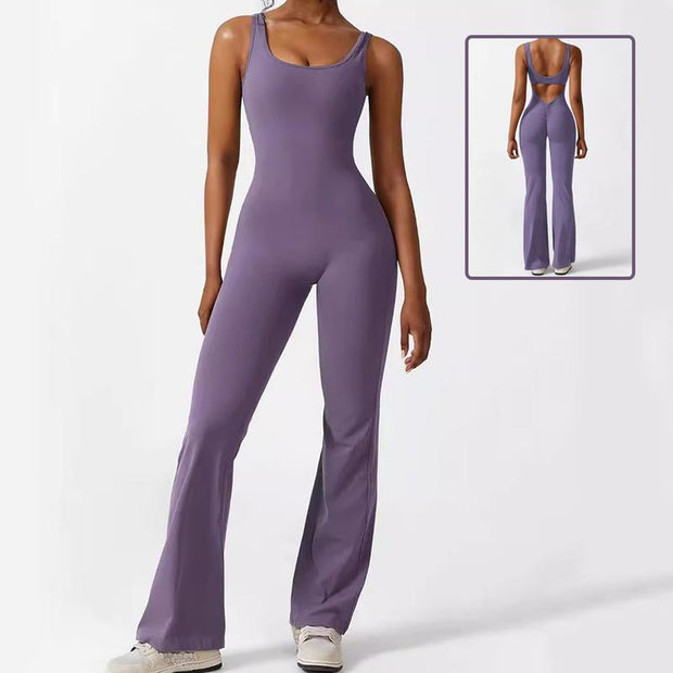Women Sleeveless Flare Jumpsuits 