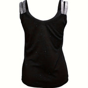 Ladies' V-neck Sequined Shoulder Strap Fashion New Solid Color Tank Top