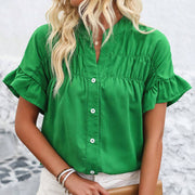 Women's Casual V Neck Business Work Blouses