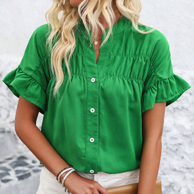 Women's Casual V Neck Business Work Blouses