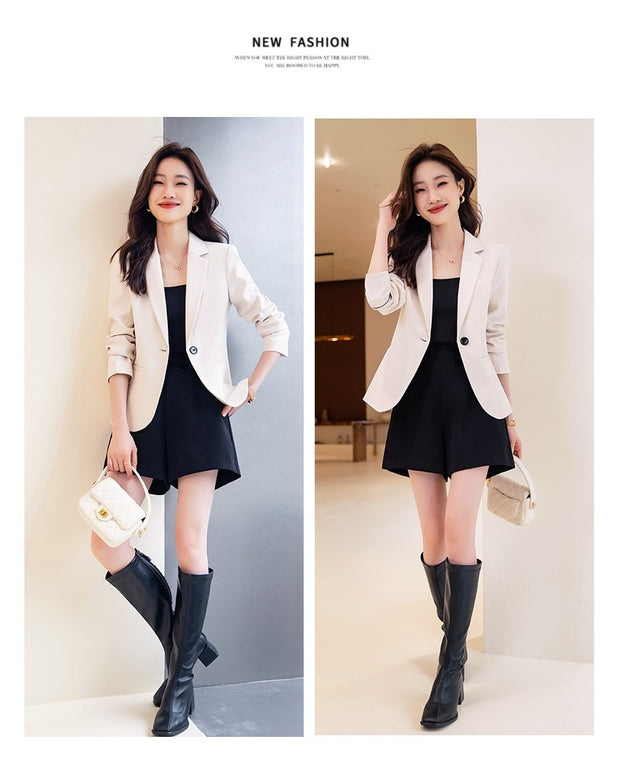 Padded Shoulder Small Blazer Women's Short Suit Top