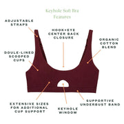  Organic Cotton Keyhole Soft Bra in Garnet
