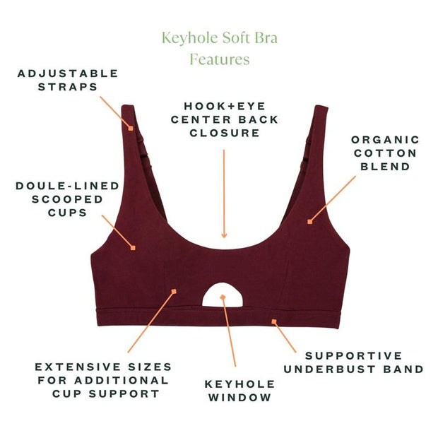  Organic Cotton Keyhole Soft Bra in Garnet