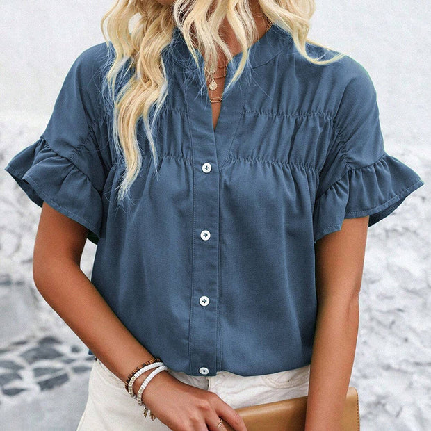 Women's Casual V Neck Business Work Blouses