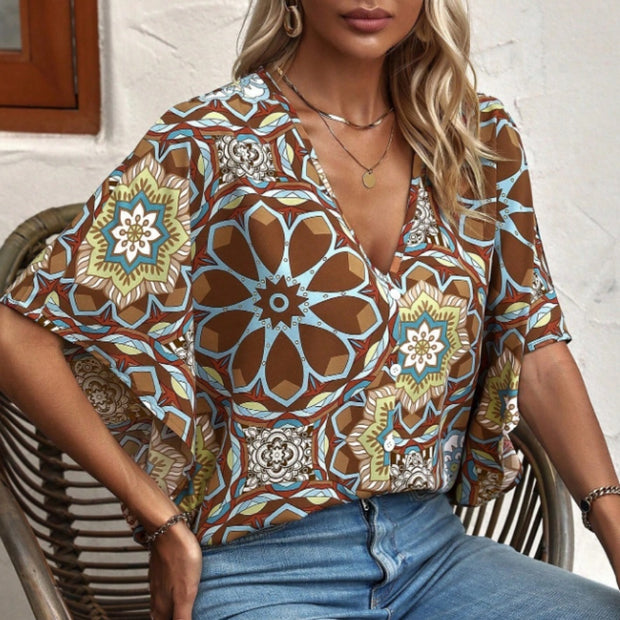Fashion Casual Bat Wing Sleeve Blouse