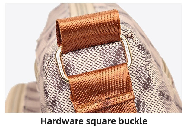 Small Square Bag Plaid Pattern Metal Decor
