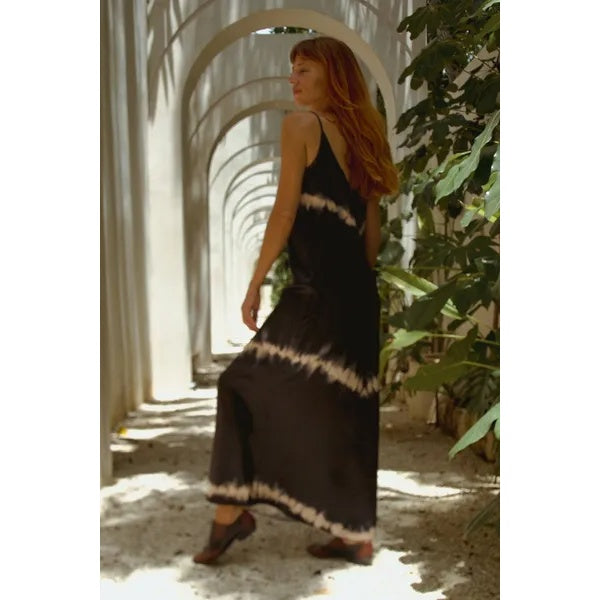 Silk Dress In Black Shibori