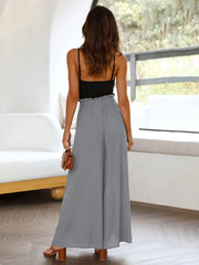 Ladies Plus Size Casual Pants Elastic Waist Wide-leg Pants