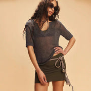 European And American Short-sleeved Sweater Fashion Loose Sweater For Women