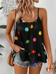 Women's Floral Printed Spaghetti Strap Cami Top, Suitable For Summer