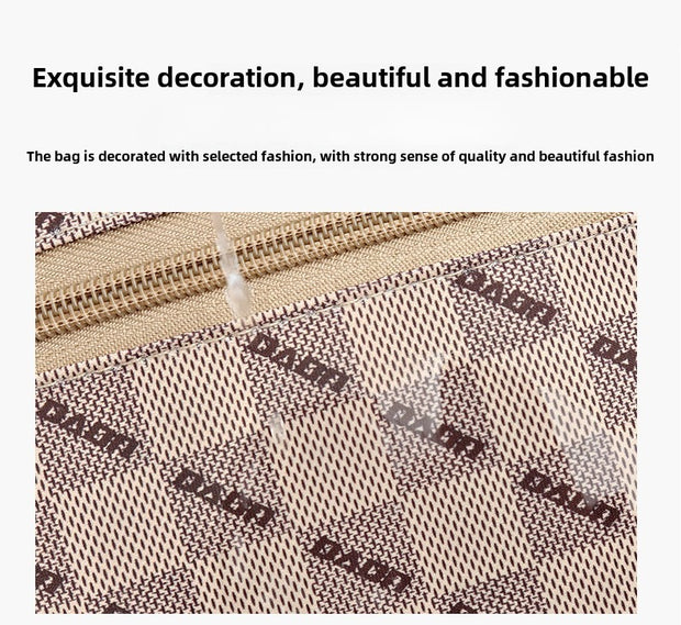 Small Square Bag Plaid Pattern Metal Decor