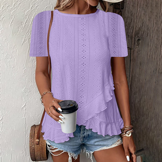 Women's Short Sleeve T-Shirt Casual Summer Crew Neck Blouses Top