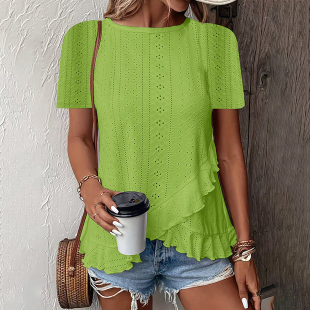 Women's Short Sleeve T-Shirt Casual Summer Crew Neck Blouses Top
