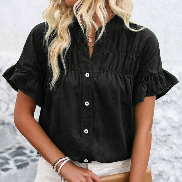 Women's Casual V Neck Business Work Blouses