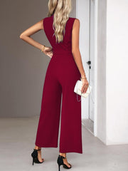 Women'S Solid Color Jumpsuit with Belt