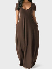 Short Sleeve Long Swing Dress