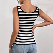 Women's Summer Striped Casual Cross Belt Simple Vest