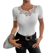 Rhinestone Patch Slim-fit Short-sleeved Women's T-shirt Shoulder