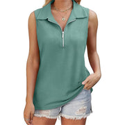 Summer Half Zip Sleeveless Vest Top