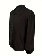 Plus Size Women's Ruffled Casual Long-sleeved Shirt