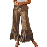 Women's Fitted Drawstring Crinkled Casual Trousers