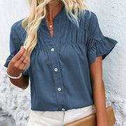Women's Casual V Neck Business Work Blouses