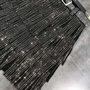 Women Skirt Fashion 2025 New Autumn High Waist Belt Multi Layer Short  Heavy Drilling Rhinestones Fringed Skirt with Cake A Line