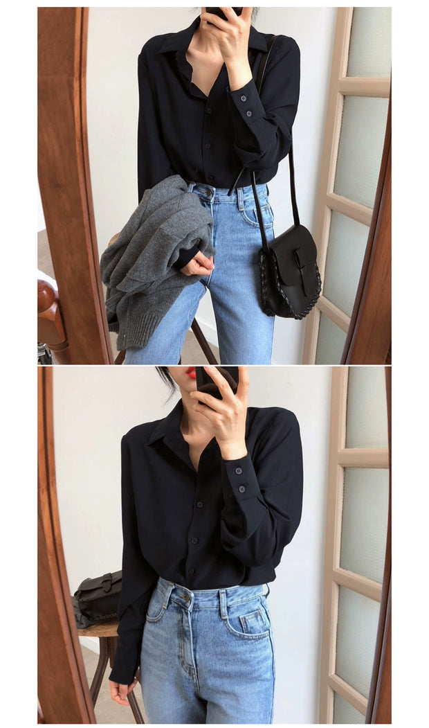 Women Shirt Classic Chiffon Blouse