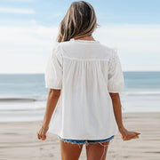 Women's Chiffon Shirt European And American Commuters' Ruffled Short Sleeves Top