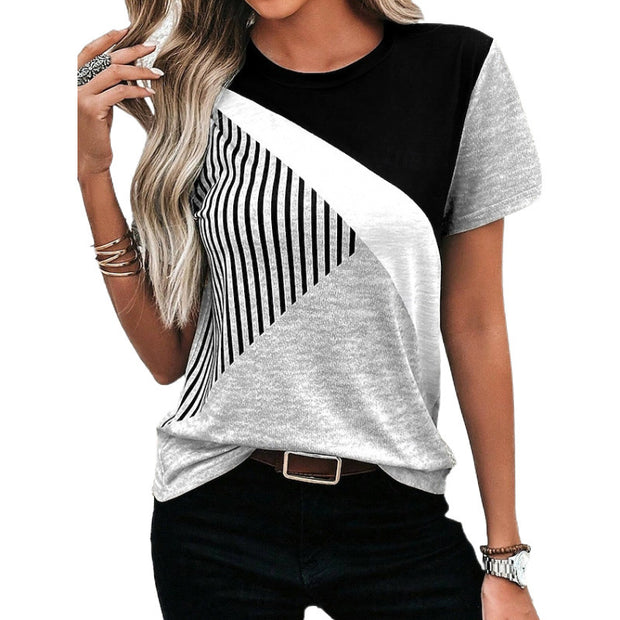 Geometric 3 Digital Short Sleeve Round Neck