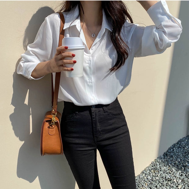 Women Shirt Classic Chiffon Blouse