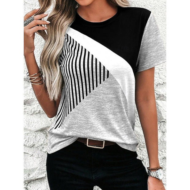 Geometric 3 Digital Short Sleeve Round Neck