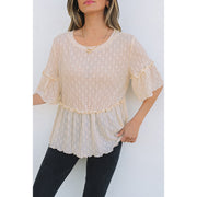 Spring And Summer New Solid Color Pullover Round Neck Short Sleeve Chiffon Shirt