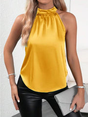 Satin Vest Women's Solid Color Off-shoulder Halter Sleeveless Top