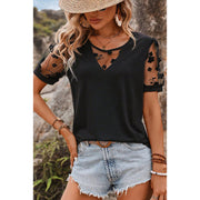 Pullover V-neck T-shirt Female All-match Lace Stitching