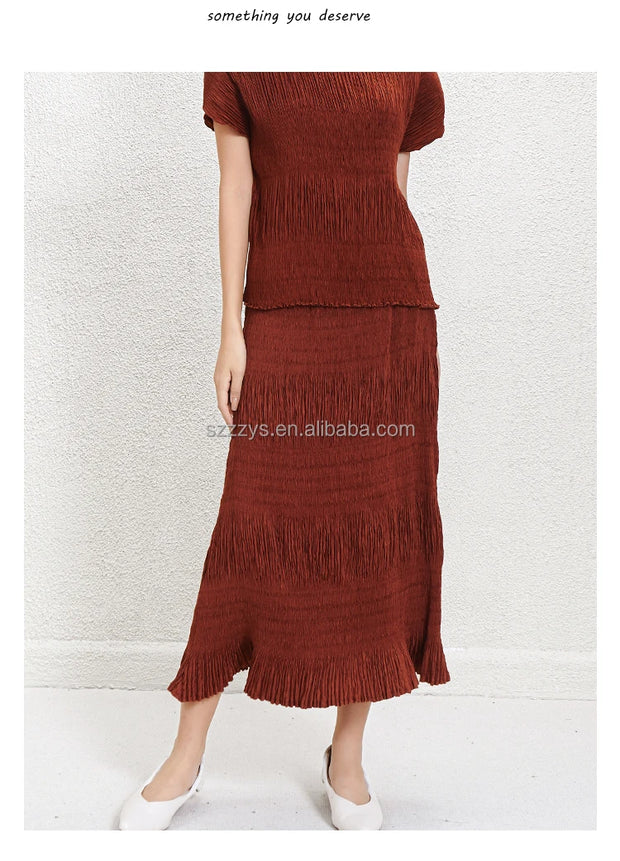 Women's Skirts 2025 Latest Designs Long Skirts for Women Casual Pleated Design High Quality Skirts for Ladies