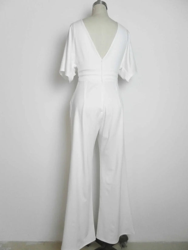 Elegant Wide-Leg V-Neck Jumpsuit