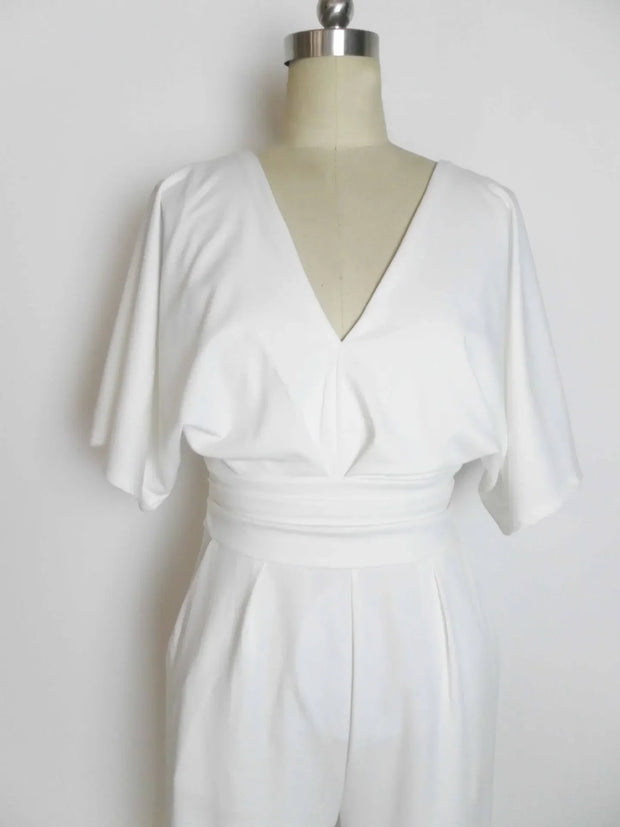 Elegant Wide-Leg V-Neck Jumpsuit