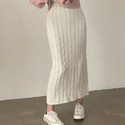 Solid Knitted Skirts For Womenew