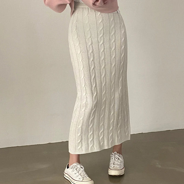 Solid Knitted Skirts For Womenew